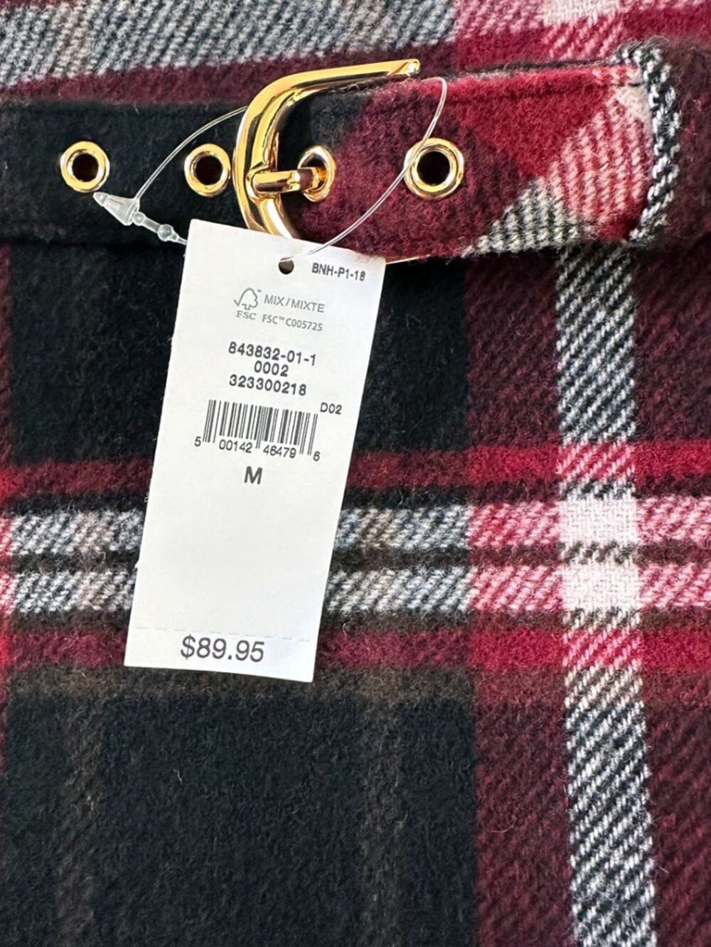 Gap Plaid Micro Mini Skirt Skort Med Wool Blend Burgundy Red Pleated Belted Y2K - Picture 5 of 8